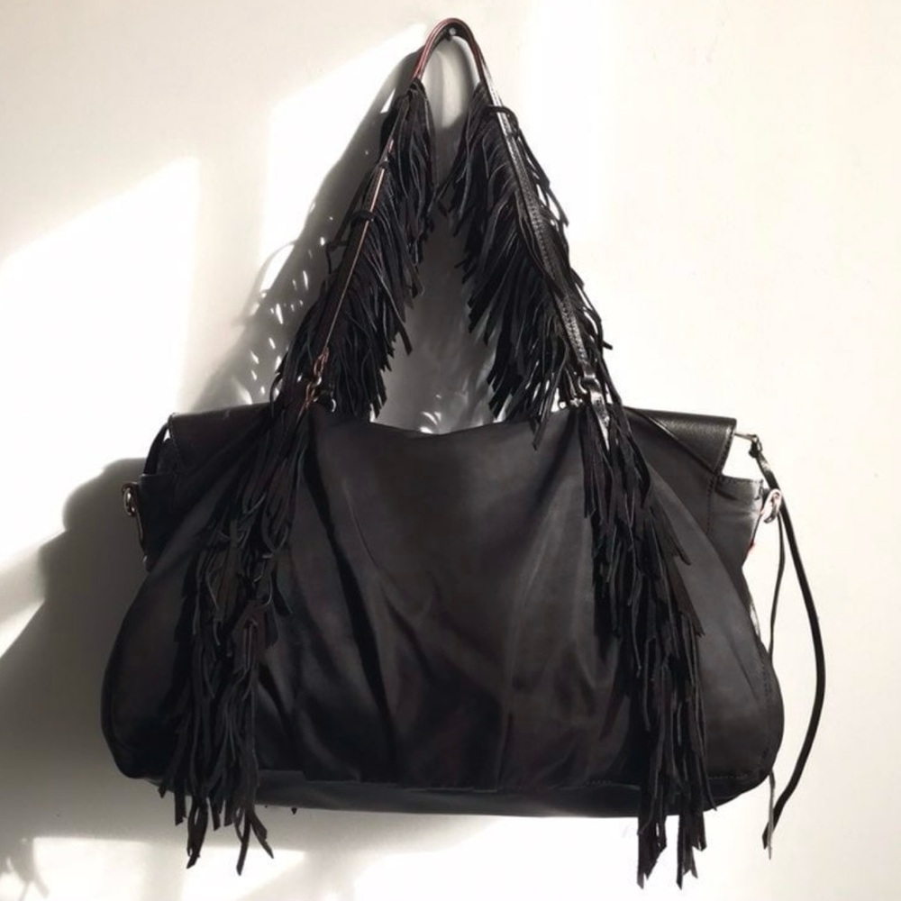 MZ Wallace Black Bedford Fringe Tote